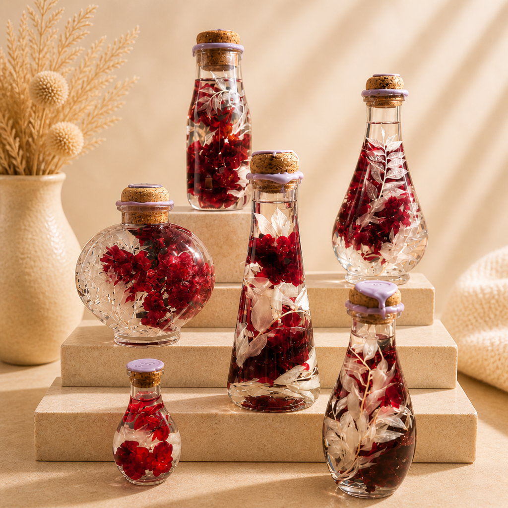 Collection herbarium rouge fleurs stabilisées – décoration élégante et romantique Lyséa